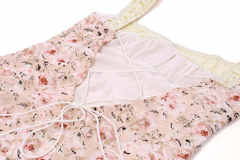 Flamingo Pink Floral Elegance Y2K Dress - Coquette Aesthetic for Women's Fashion Flamingo Pink Floral Elegance Y2K Dress - Coquette Aesthetic for Women's Fashion