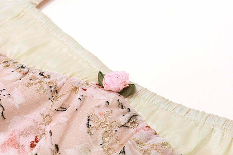 Flamingo Pink Floral Elegance Y2K Dress - Coquette Aesthetic for Women's Fashion Flamingo Pink Floral Elegance Y2K Dress - Coquette Aesthetic for Women's Fashion