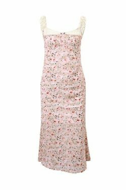 Flamingo Pink Floral Elegance Y2K Dress - Coquette Aesthetic for Women's Fashion
