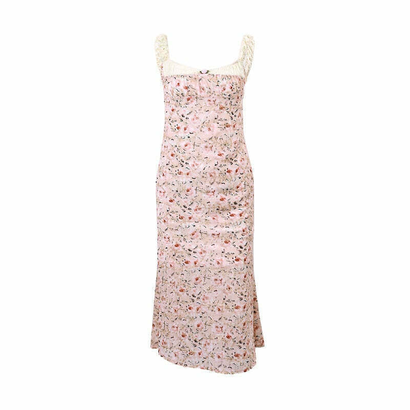 Flamingo Pink Floral Elegance Y2K Dress - Coquette Aesthetic for Women's Fashion Flamingo Pink Floral Elegance Y2K Dress - Coquette Aesthetic for Women's Fashion