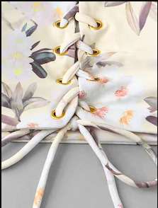 Floral Bandeau Lace-up Bikini Set - Y2K Fashion Swimwear with Coquette & Grunge Aesthetic Floral Bandeau Lace-up Bikini Set - Y2K Fashion Swimwear with Coquette & Grunge Aesthetic