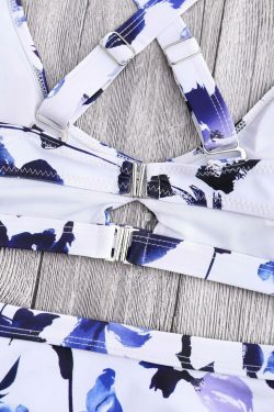 Floral Cut Out Bandage High Waist Bikini - Y2K Fashion Swimwear for Women