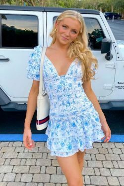 Floral Dreamscape Ruffle Dress - Y2K Fashion with Coquette & Grunge Aesthetics