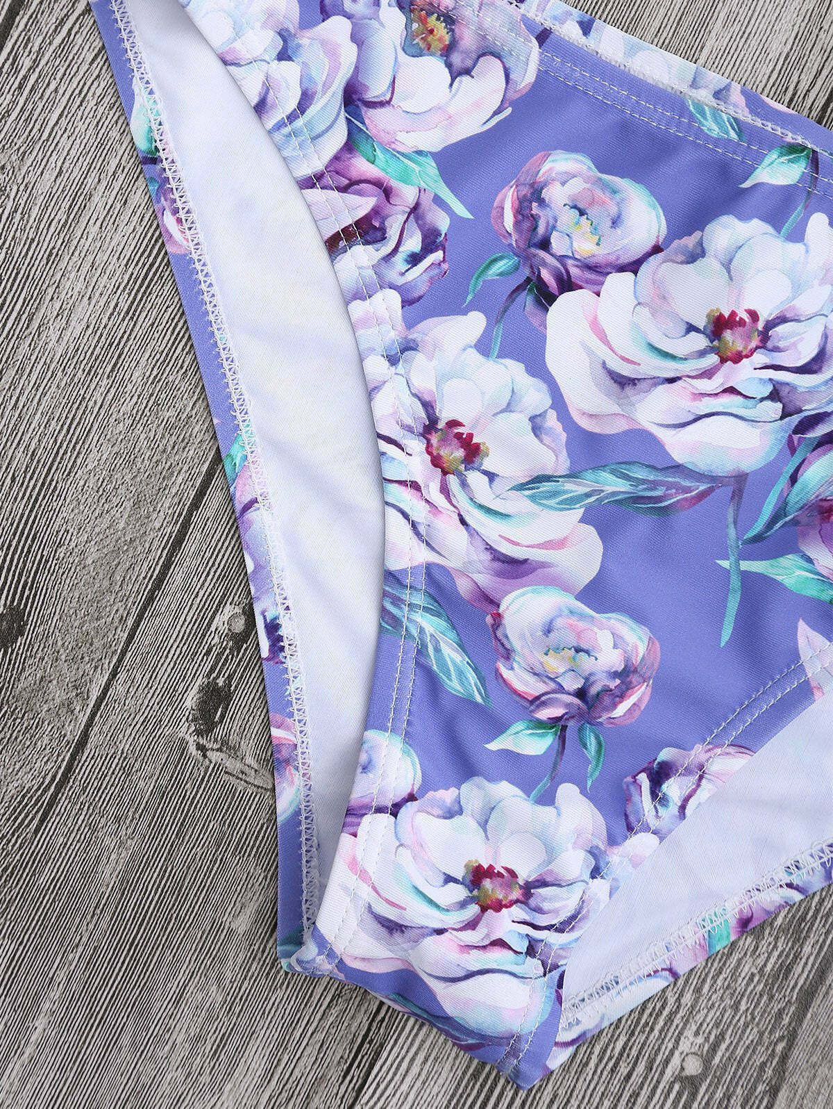 Floral Halter Bra & Swim Bottoms Set - Y2K Fashion Coquette Aesthetic