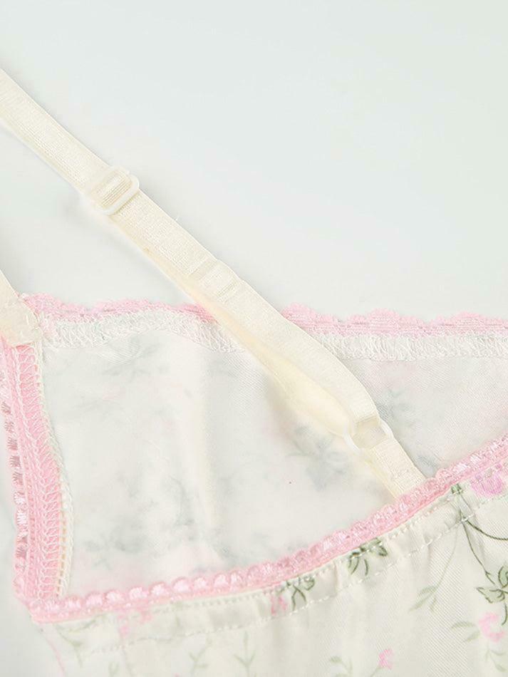 Floral Lace Edge Patchwork Camisole - Y2K Fashion Aesthetic Top for Women