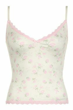 Floral Lace Edge Patchwork Camisole - Y2K Fashion Aesthetic Top for Women