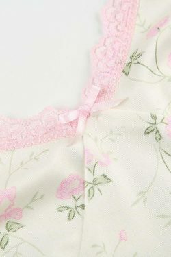 Floral Lace Edge Patchwork Camisole - Y2K Fashion Aesthetic Top for Women