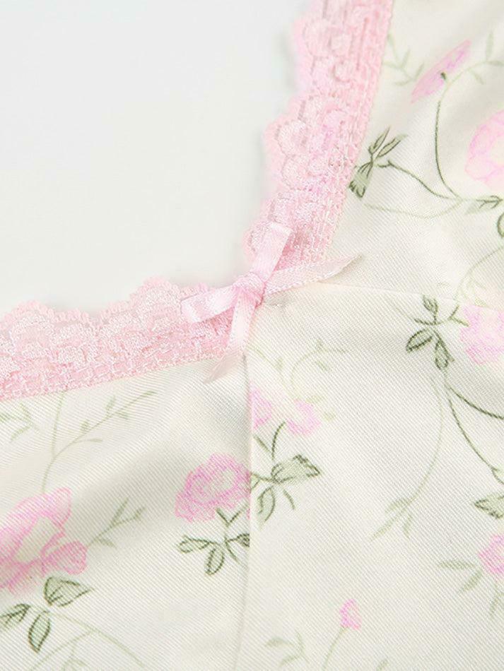 Floral Lace Edge Patchwork Camisole - Y2K Fashion Aesthetic Top for Women