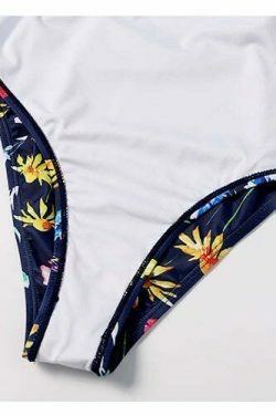 Floral Leaf Criss Cross Swimsuit - Y2K Fashion Aesthetic for Women