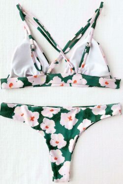 Floral Padded Cross Back Bikini for Y2K Fashion Enthusiasts