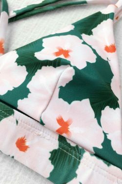 Floral Padded Cross Back Bikini for Y2K Fashion Enthusiasts