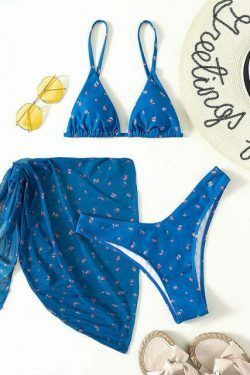 Floral Print 3-Piece Bikini Set: Y2K Fashion, Coquette & Grunge Aesthetic, Cute Tops, Pastel Goth