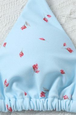 Floral Print 3-Piece Bikini Set: Y2K Fashion, Coquette & Grunge Aesthetic, Cute Tops, Pastel Goth