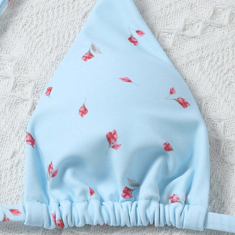 Floral Print 3-Piece Bikini Set: Y2K Fashion, Coquette & Grunge Aesthetic, Cute Tops, Pastel Goth