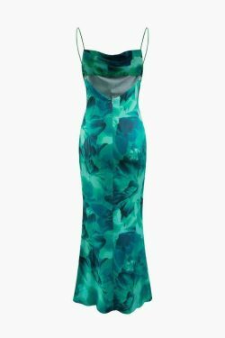 Floral Print Backless Maxi Dress: Y2K Fashion with Coquette Aesthetic & Grunge Vibes