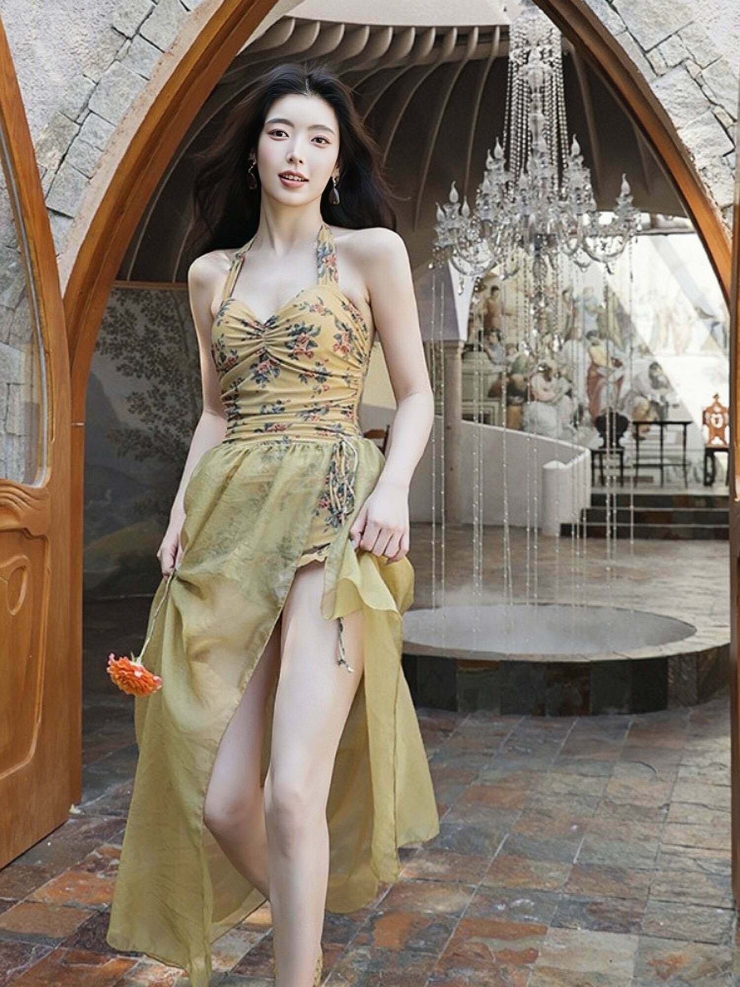 Floral Print Bikini Swimsuit Set with Matching Beach Skirt - Y2K Fashion Aesthetic Floral Print Bikini Swimsuit Set with Matching Beach Skirt - Y2K Fashion Aesthetic