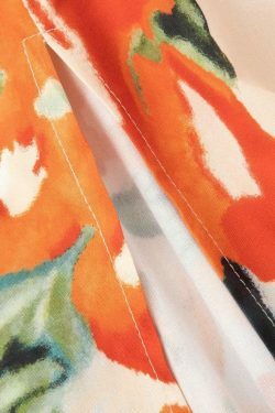 Floral Print Halter Cut Out Slit Midi Dress - Y2K Fashion Coquette Aesthetic Grunge Style