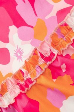 Floral Print Knot Tube Top & Frill Maxi Skirt Set - Y2K Coquette