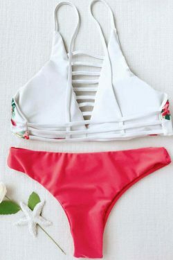 Floral Print Lattice Strappy Bikini Set - Y2K Fashion Swimwear with Coquette & Grunge Aesthetic