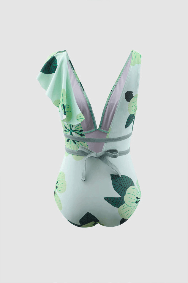 Floral Print Ruffle One Piece Swimsuit - Y2K Fashion Coquette Aesthetic Grunge Style Floral Print Ruffle One Piece Swimsuit - Y2K Fashion Coquette Aesthetic Grunge Style