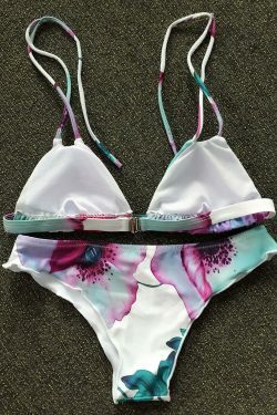 Floral Print Spaghetti Straps Bikini Set - Y2K Fashion Swimwear for Women