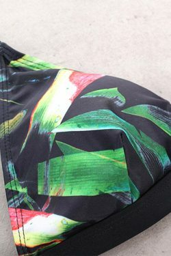 Floral Print Thong Bikini Set with Padded Triangle Top - Y2K Fashion Swimwear