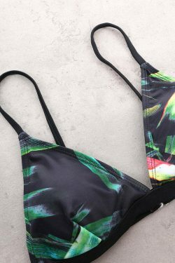 Floral Print Thong Bikini Set with Padded Triangle Top - Y2K Fashion Swimwear