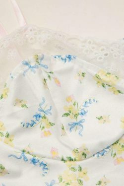 Floral Print Tie Strap Cami Top - Y2K Fashion Aesthetic for Women - Coquette Style Grunge Outfit