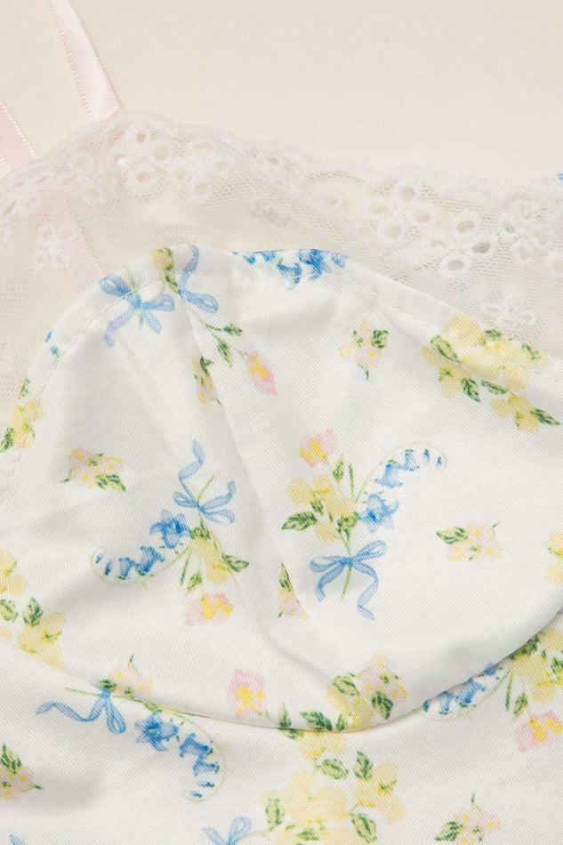 Floral Print Tie Strap Cami Top - Y2K Fashion Aesthetic for Women - Coquette Style Grunge Outfit