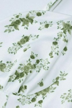 Floral Print Y2K Mini Dress in Green - Coquette Aesthetic for Women's Fashion