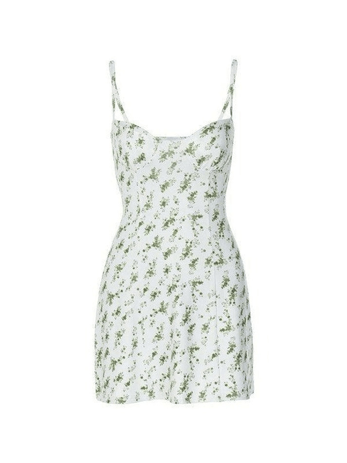 Floral Print Y2K Mini Dress in Green - Coquette Aesthetic for Women's Fashion Floral Print Y2K Mini Dress in Green - Coquette Aesthetic for Women's Fashion