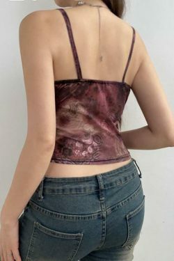 Floral Printed Crop Camisole: Y2K Fashion Aesthetic Top for Women - Coquette & Grunge Style