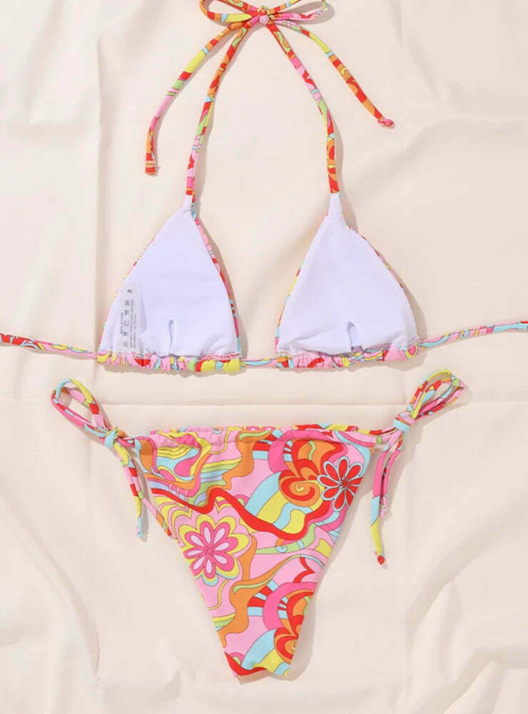 Floral Sexy Straps Bikini - Y2K Fashion Swimwear for Women - Coquette Aesthetic Beachwear Floral Sexy Straps Bikini - Y2K Fashion Swimwear for Women - Coquette Aesthetic Beachwear