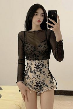 Floral Sun Protection Swimsuit Cover-Up for Women - Y2K Fashion Beachwear with Coquette Aesthetic