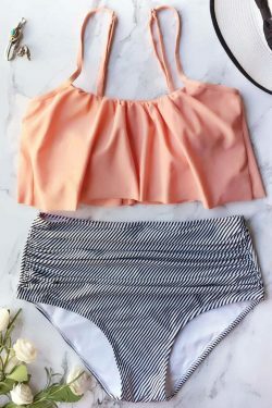 Flounced High Waisted Bikini Set: Y2K Fashion Enthusiasts' Coquette Aesthetic & Grunge Style