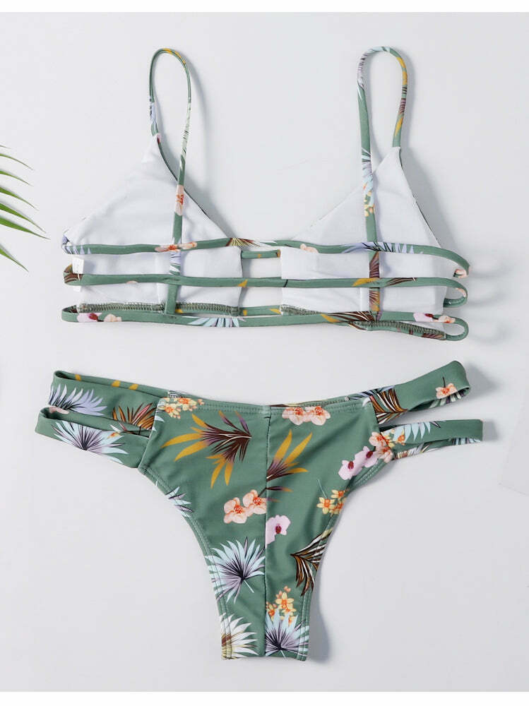 Flower Cutout Denim Cami Bikini Set - Y2K Fashion Swimwear with Coquette & Grunge Aesthetic Flower Cutout Denim Cami Bikini Set - Y2K Fashion Swimwear with Coquette & Grunge Aesthetic