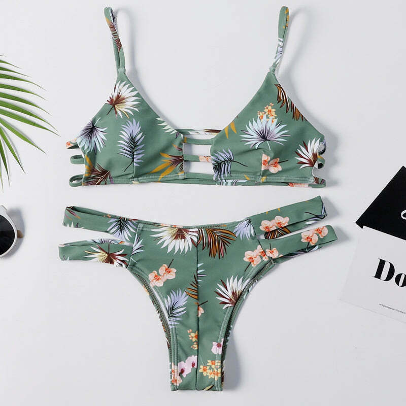 Flower Cutout Denim Cami Bikini Set - Y2K Fashion Swimwear with Coquette & Grunge Aesthetic Flower Cutout Denim Cami Bikini Set - Y2K Fashion Swimwear with Coquette & Grunge Aesthetic