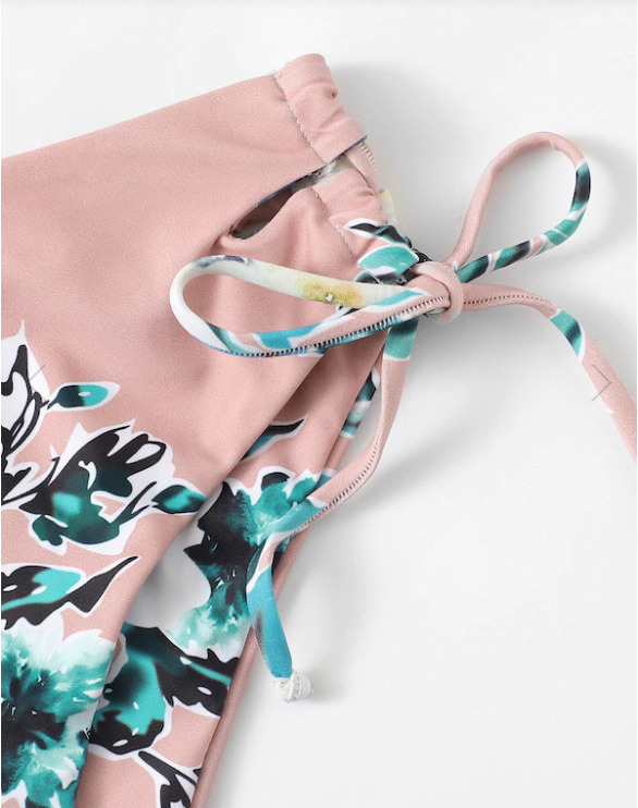 Flower Print Tie Shoulder High Cut Bikini - Y2K Fashion Swimwear for Women Flower Print Tie Shoulder High Cut Bikini - Y2K Fashion Swimwear for Women