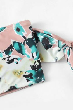 Flower Print Tie Shoulder High Cut Bikini - Y2K Fashion Swimwear for Women