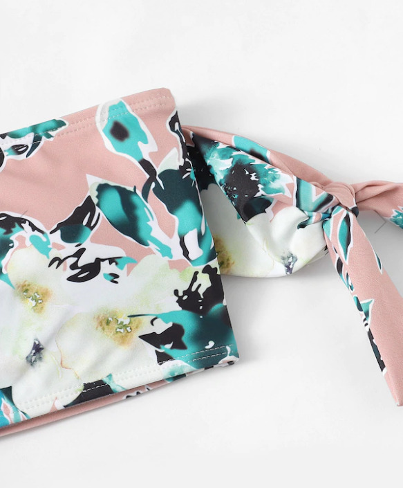 Flower Print Tie Shoulder High Cut Bikini - Y2K Fashion Swimwear for Women Flower Print Tie Shoulder High Cut Bikini - Y2K Fashion Swimwear for Women