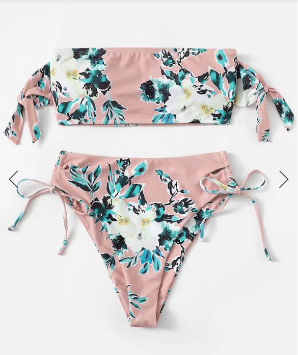 Flower Print Tie Shoulder High Cut Bikini - Y2K Fashion Swimwear for Women Flower Print Tie Shoulder High Cut Bikini - Y2K Fashion Swimwear for Women