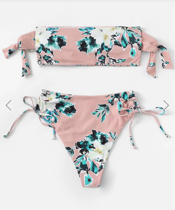 Flower Print Tie Shoulder High Cut Bikini - Y2K Fashion Swimwear for Women Flower Print Tie Shoulder High Cut Bikini - Y2K Fashion Swimwear for Women
