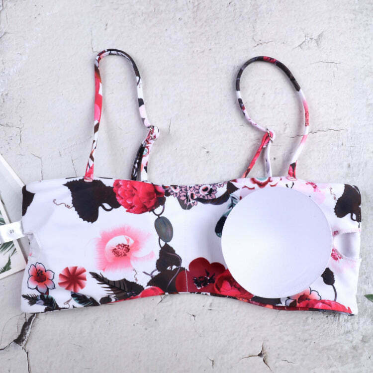 Flower Print Tied Shoulder Bikini for Y2K Fashion Enthusiasts - Coquette Aesthetic Swimwear Flower Print Tied Shoulder Bikini for Y2K Fashion Enthusiasts - Coquette Aesthetic Swimwear