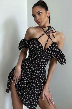 French Design Floral Backless Dress - Y2K Fashion Statement with Coquette Aesthetic & Grunge Style