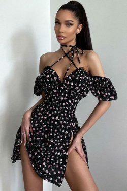 French Design Floral Backless Dress - Y2K Fashion Statement with Coquette Aesthetic & Grunge Style