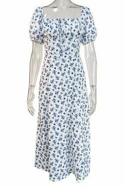 French Floral Backless Midi Dress - Coquette Aesthetic for Women - Y2K Fashion Statement