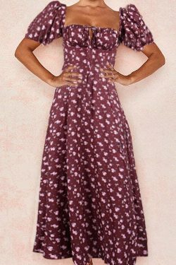 French Floral Backless Midi Dress - Coquette Aesthetic for Women - Y2K Fashion Statement
