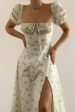 French Floral Backless Midi Dress - Coquette Aesthetic for Women - Y2K Fashion Statement
