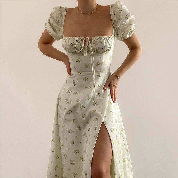French Floral Backless Midi Dress - Coquette Aesthetic for Women - Y2K Fashion Statement French Floral Backless Midi Dress - Coquette Aesthetic for Women - Y2K Fashion Statement