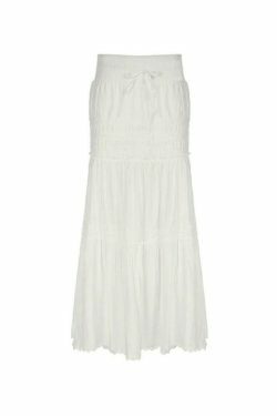 French Lace Splice Drawstring Maxi Skirt - Elegant Y2K Fashion with Coquette Aesthetic